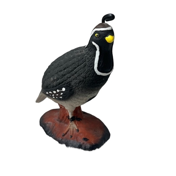 Ceramic Quail Bird Figurine Hand Painted Black Male Hand Painted 7.5” Tall CA NV - Picture 2 of 10